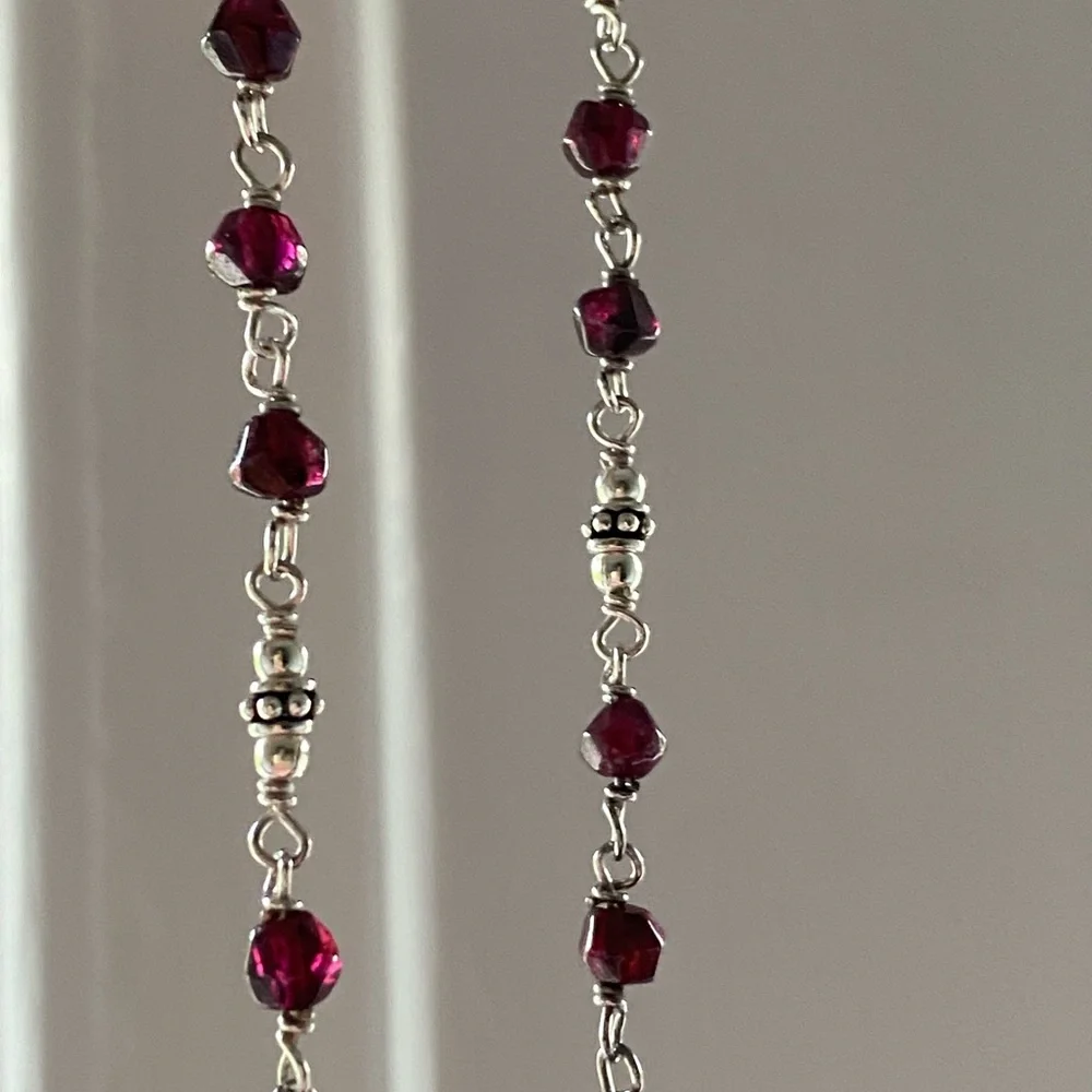 925 Sterling silver Necklace with Maroon like Gems